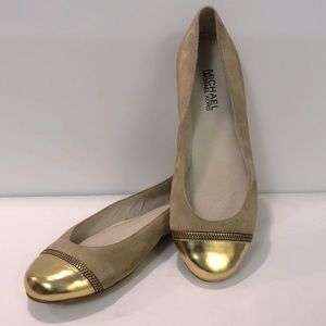 MICHAEL Michael Kors tan suede/gold toe ballet flats Size 7.5